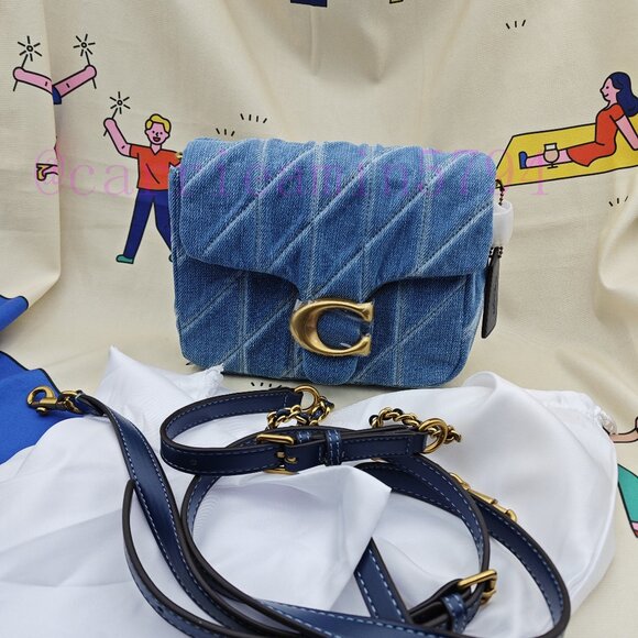 Coach Blue Denim Crossbody Bag with Gold Accents - Picture 1 of 10